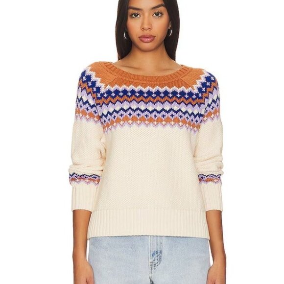 525 Fair Isle Sweater Cream Size Small Cotton Blend NWT - Picture 1 of 7